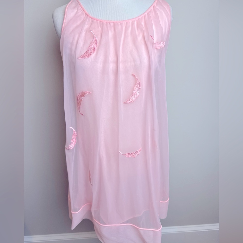Sans Souci Pink Chiffon Babydoll Negligee Vintage Petite